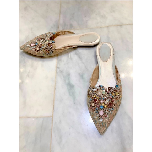Beautiful Rene Caovilla Miley Crystal Lace Slipper Shoe 9 - Picture 6 of 6